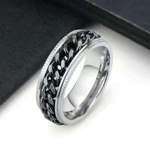 Mens Stainless Steel Black Ring